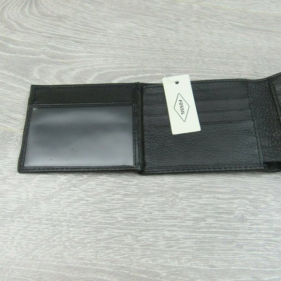 Fossil Lufkin Traveler Leather Mens Black Wallet - Picture 9 of 12